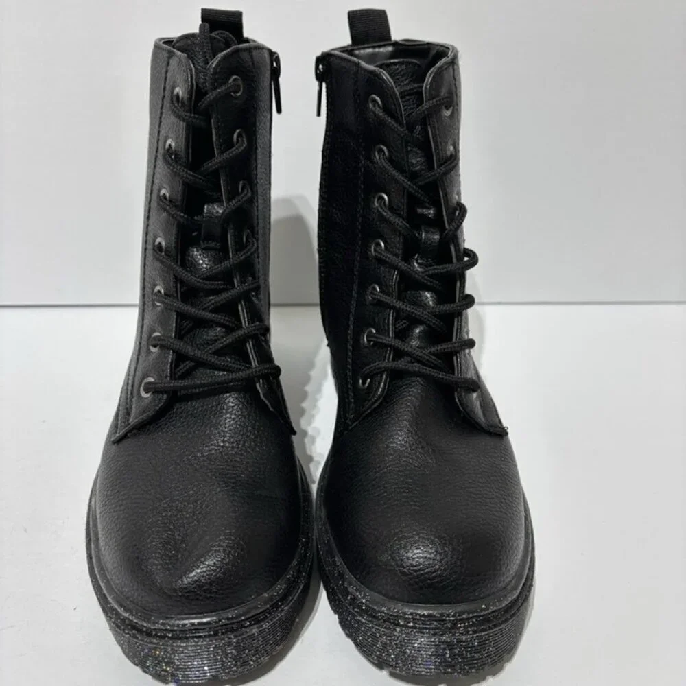 Sincerely Jules Big Kids’ Lil Harvey, Black Combat Boots, Girls’ Size 5 M